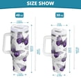 thumbnail image 3 of 40 oz Insulated Stainless Steel Tumbler Double Wall Stainless Steel Tumbler with 2-Way Drinking Lavender-colored Butterfly Pattern, 3 of 9