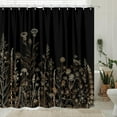 thumbnail image 2 of Vintage Black and Gold Boho Shower Curtain, Black and Tan Cream Floral Aesthetic Dark Wildflower Botanical Flowers Shower Curtain for Bathroom with Hook,Farmhouse Plant Art Chic Shower Curtain 72X72, 2 of 5