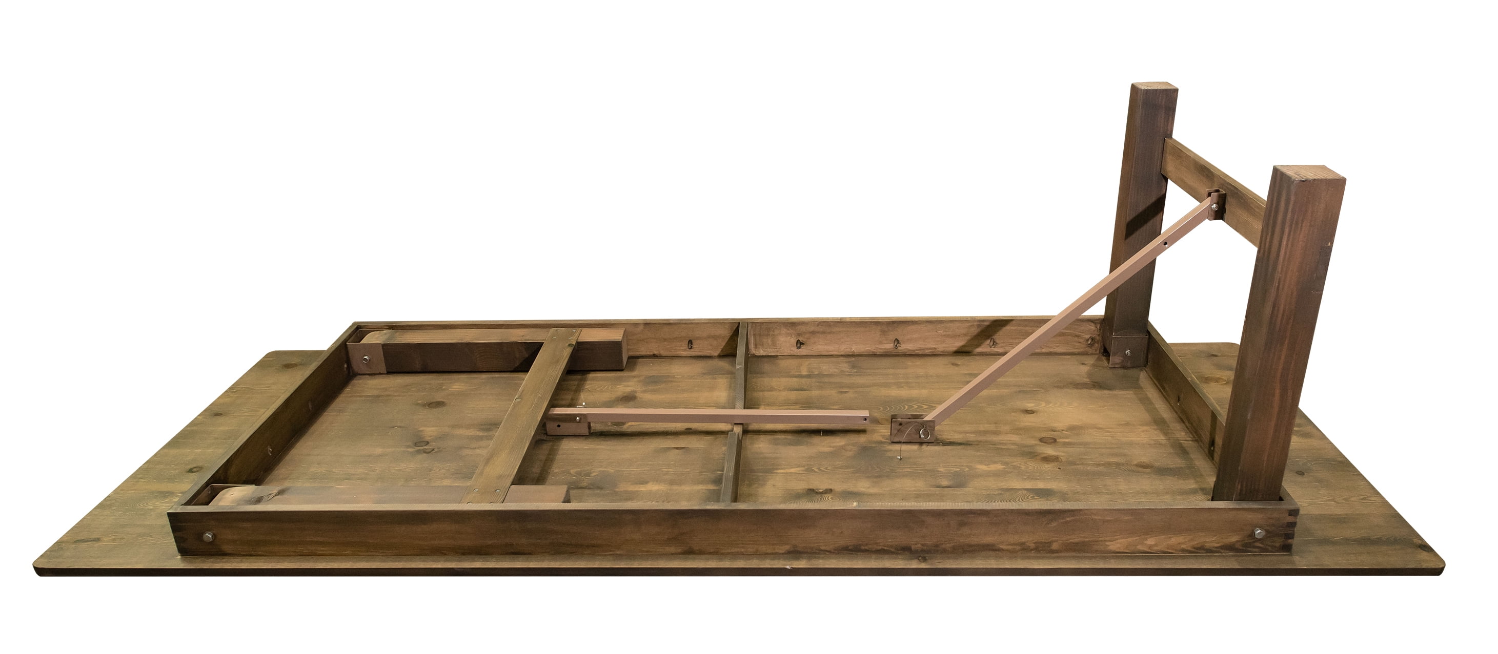 108 inch x 40 inch Farmhouse Pine Wood Rectangle Folding Table - Rustic