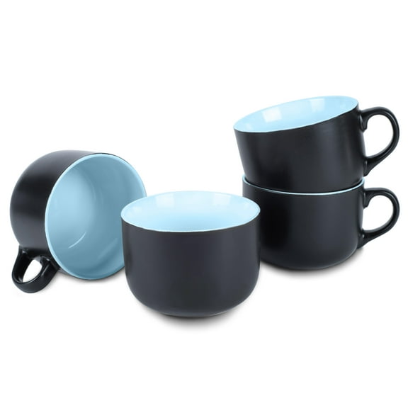 Elanze Designs Color Pop Ice Blue 24 ounce Glossy Ceramic Jumbo Mugs Set of 4