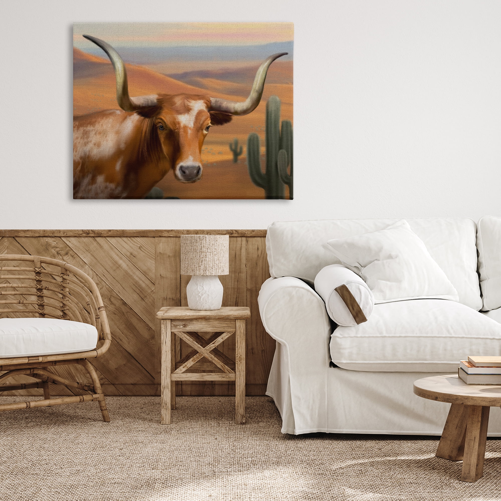 Stupell Industries Longhorn Western Landscape Canvas Wall Art, design by Matthew Piotrowicz
