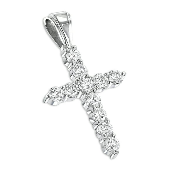 Luxurman Unisex 14K Large Natural 3.3 Ctw Diamond Cross Pendant (White Gold)