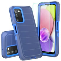 NIFFPD Samsung Galaxy A03S Case with Screen Protector Tough Rugged Shockproof Protective Phone Case for Galaxy A03S Dark Blue