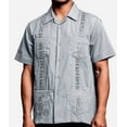 thumbnail image 2 of Guayabera Men's Cuban Beach Wedding Short Sleeve Casual Dress Shirt Grey M, 2 of 3