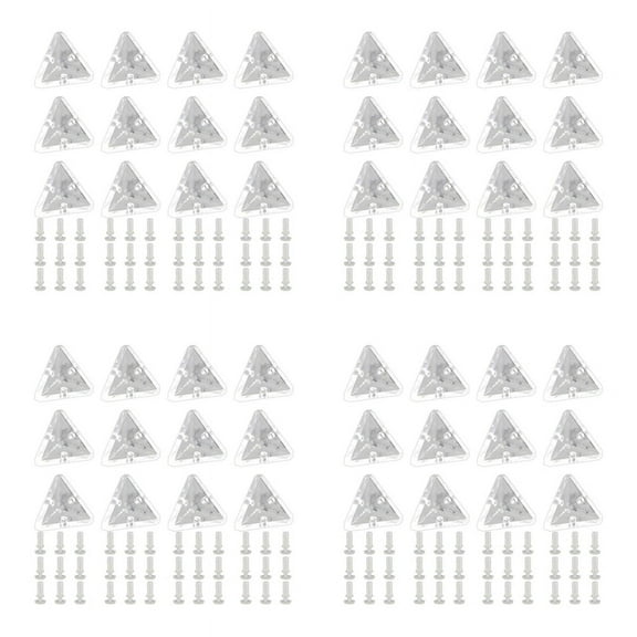 48Pcs Acrylic Corner Brackets with Semitransparent Screws Clear 3-Hole Right Angle Joint Brace Brackets