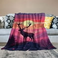 thumbnail image 2 of Pratyus Deer Hill Sunset Flannel Throw Blanket Lightweight Soft Blanket for All Seasons - Exquisite Gift 40x50in, 2 of 6
