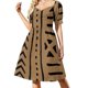 thumbnail image 3 of Vestido de manga corta con estampado tribal de barro africano, vestidos de noche para mujer, ropa de mujer, vestido para mujer ., 3 of 7