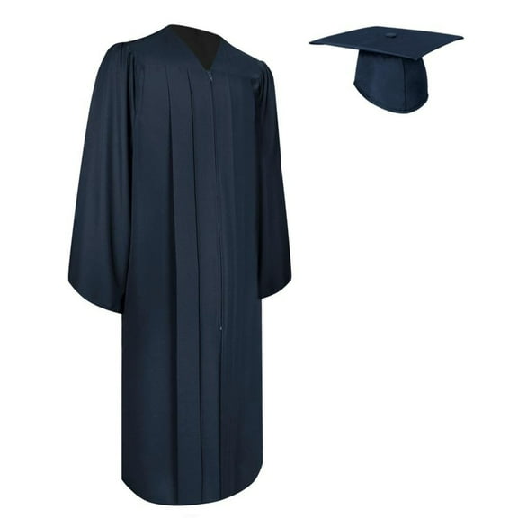 Endea Graduation Matte Navy Blue Graduation Gown  Cap