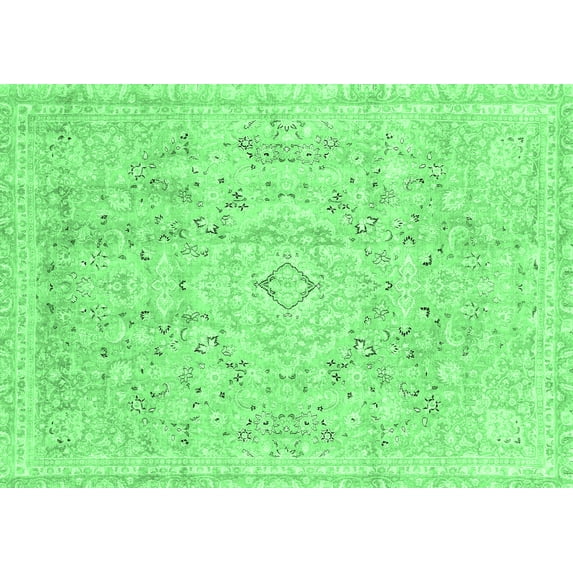 Ahgly Company Indoor Rectangle Abstract Emerald Green Modern Area Rugs, 5' x 8'