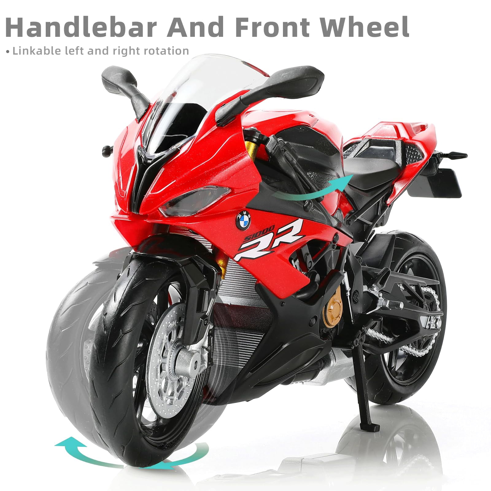 CHUNYAN 1:12 Motorcycle Model Toy for BMW S1000RR Metal Die-cast with Plastic Motorcycle Model No Assembly Required Mini Finished Moto Gift for Adult(White)