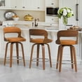 thumbnail image 5 of Dycanpo 26”Bar Stools Swivel, Wood Counter Height Bar Stools Set of 4 for Kitchen Island, Brown, 5 of 6