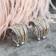 thumbnail image 3 of Mytys Two Tone Earrings for Women Gold Silver Rose Gold Crossover Cable Half Hoop Statement Designer Stud Earrings, 3 of 6