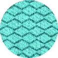 thumbnail image 1 of Ahgly Company Machine Washable Indoor Round Trellis Turquoise Blue Modern Area Rugs, 8' Round, 1 of 4