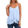 thumbnail image 3 of WEIWEN Spaghetti Strap Tank Top for Women Lace Sleeveless Ribbed Tank Tops Slim Fit Summer Going Out Crop Tops Workout Vest Shirts Light Blue, M, 3 of 8