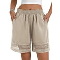thumbnail image 2 of Women'S Casual Elastic Waist Lounge Shorts Comfy Lace Trim Summer Beach Linen Ruffle Shorts Color S, 2 of 10