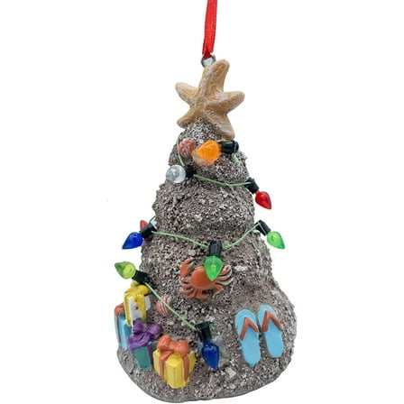 Sand Christmas Tree Tropical Beach Ornament with Lights