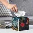 thumbnail image 6 of Sikiie Butterfly Flower Skull A Leather Tissue Box Cover Square, tissue box holder, Tissue Box with Bottom Belt-5.2”x5.2”x5.2”, 6 of 7