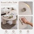 thumbnail image 4 of Aitjunz 33" Round Coffee Table, Modern Wood Center Table with Unique Pedestal Base for Living Room, Cream, 4 of 8