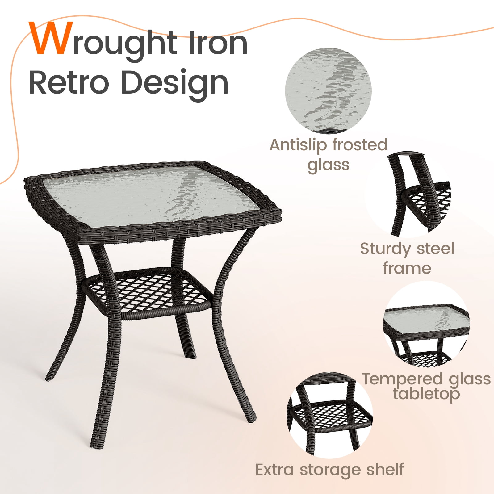 MRUAKA 3 Pieces Patio Furniture Set, Outdoor Swivel Gliders Rocker, Wicker Patio Bistro Set with Rattan Rocking Chair, Glass Top Side Table and Thickened Cushions for Porch Deck Backyard(Khaki)