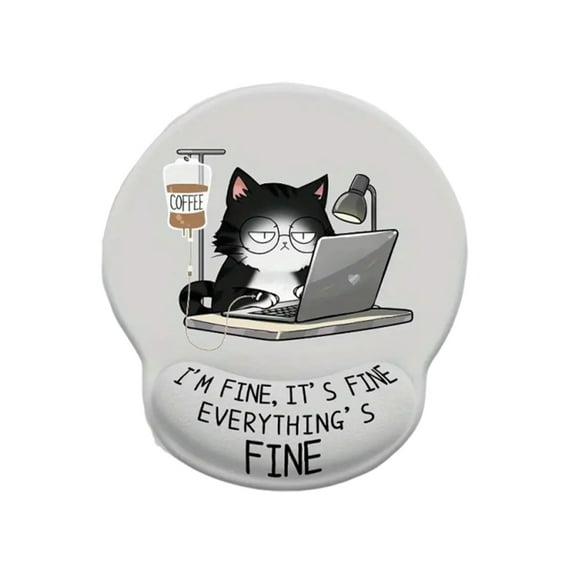 Pad Ratón Muñeca para Gato No Slip Ergonómico Mousepad Memoria Suave Tapón