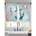 thumbnail image 2 of Nautical Anchor Sheer Curtains 45 Inch Long 2 Panels, Pink Jellyfish Seahorse Coral Ocean Marine Light Filtering Rod Pocket Curtains, Sheer Voile Drapes for Living Room Bedroom, 52"x45", 2 of 8