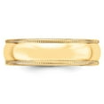 thumbnail image 4 of Bague de Mariage en Or Jaune 14k Solide Poli Demi-Rond Gravable 6mm Milgrain Demi-Rond Taille 7 Bijoux Cadeaux pour, 4 of 4
