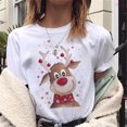 thumbnail image 2 of Camiseta de Reno de Navidad para mujer, ropa de talla grande, Camisetas estampadas blancas 2021, 2 of 5