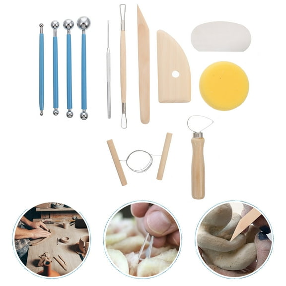 ifundom 2 Sets Pottery Tools Kit Stainless Steel Multi-Function Clay Sculpting Tools with Cutting and Scraping Accessories