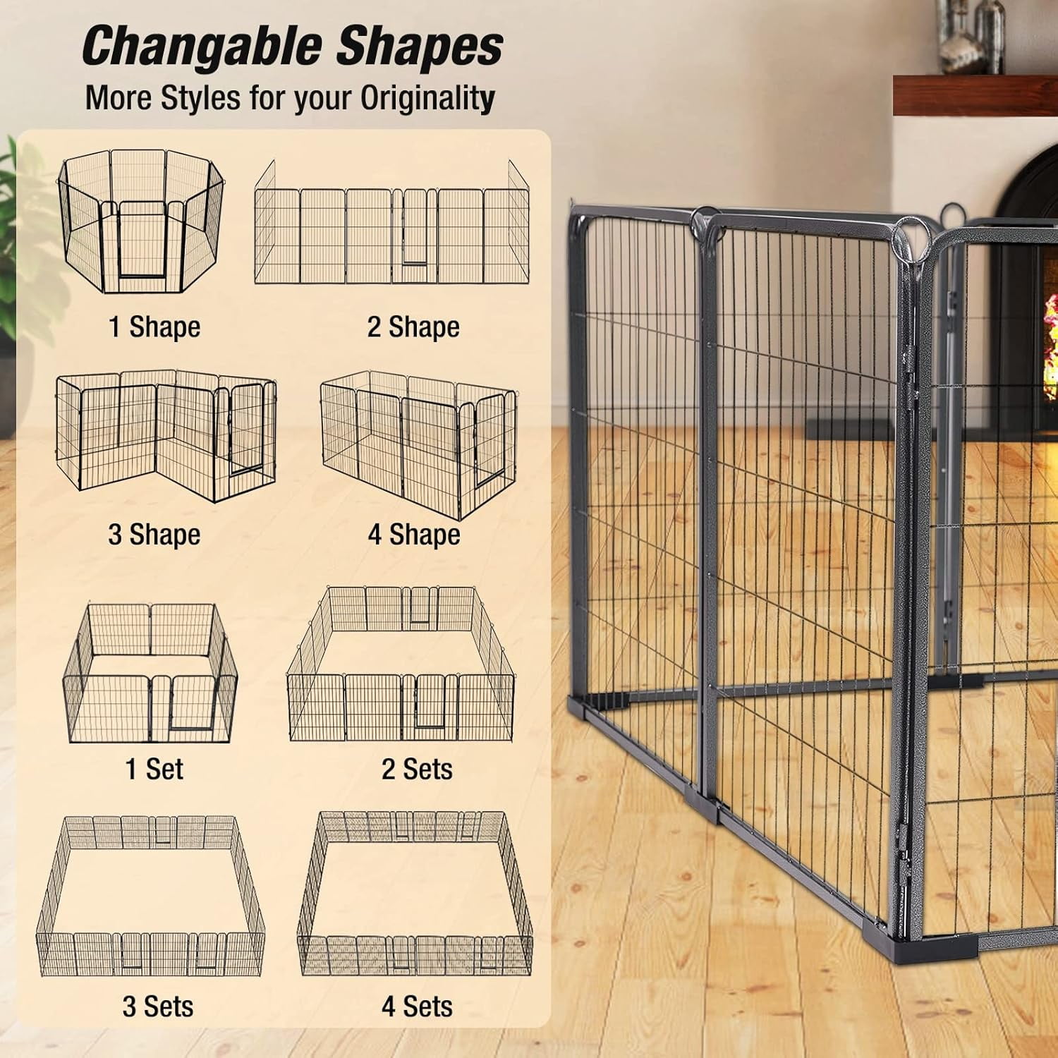 Aivituvin Dog Playpen Indoor & Outdoor Foldable Pet Exercise Fence Pen with Door Gate,Dog Kennels for Small/Medium/Puppy Dogs,Rabbits (8 Panels, 31 Inch)