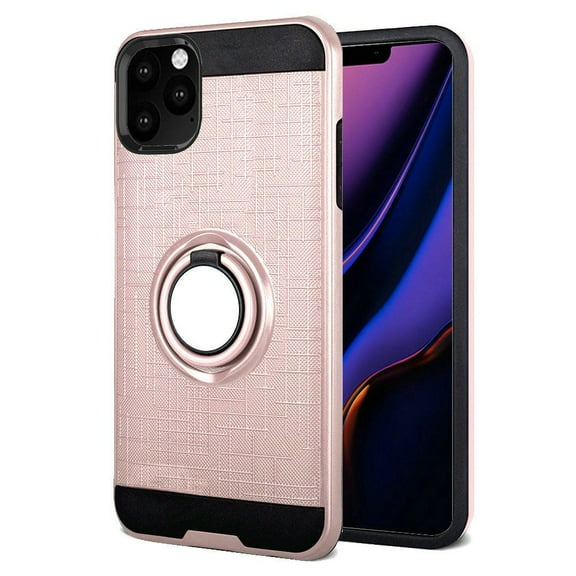 For Apple iPhone 11 PRO (XI 5.8) Magnetic Ring Kickstand Hybrid Case Cover - Rose Gold