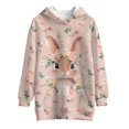 thumbnail image 4 of Xoenoiee Rabbit Bunny Rose Daisy Print Long Hoodies for Kids Graphic Hooded Sweatshirt for Girls Easter Long Sleeve Hoodie Dress Workout Casual Fall Tops Pullover with Kangaroo Pocket, 13-14 Years, 4 of 7