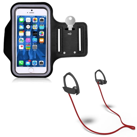 Gym Workout Sports Running Armband w Earphones Sports Wireless Headset W8L for LG V40 ThinQ, X Charge, G Stylo, 3 2 V 4 Plus, Vista 2 - Motorola One Zoom, Moto Z4 Z3 Play Z2 Play Z Play Droid