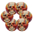 thumbnail image 2 of 6 Pcs Skull Skeleton Drink Coasters with Holder Absorbent Coaster Sets Cup Heat-Resistant Hot Pads Mats for Bar Table Protection, 2 of 7