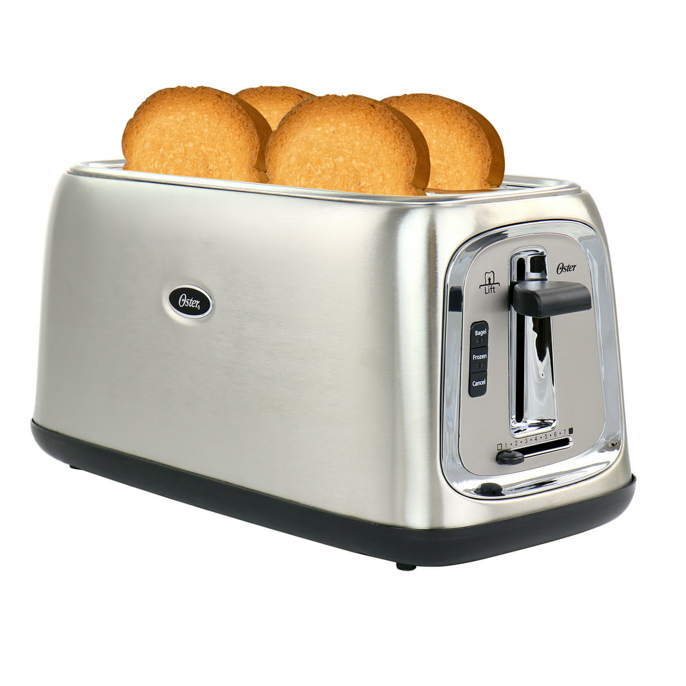 Oster 4 Slice Stainless Steel Toaster with Extra Long, Wider Slots