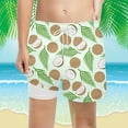 thumbnail image 2 of Bainana Shorts For Boys Child Coconut Print Elastic Waist Straight Leg Shorty Leisure Soft Kids Summer Beach Wear 10-12 Years Light Green, 2 of 4