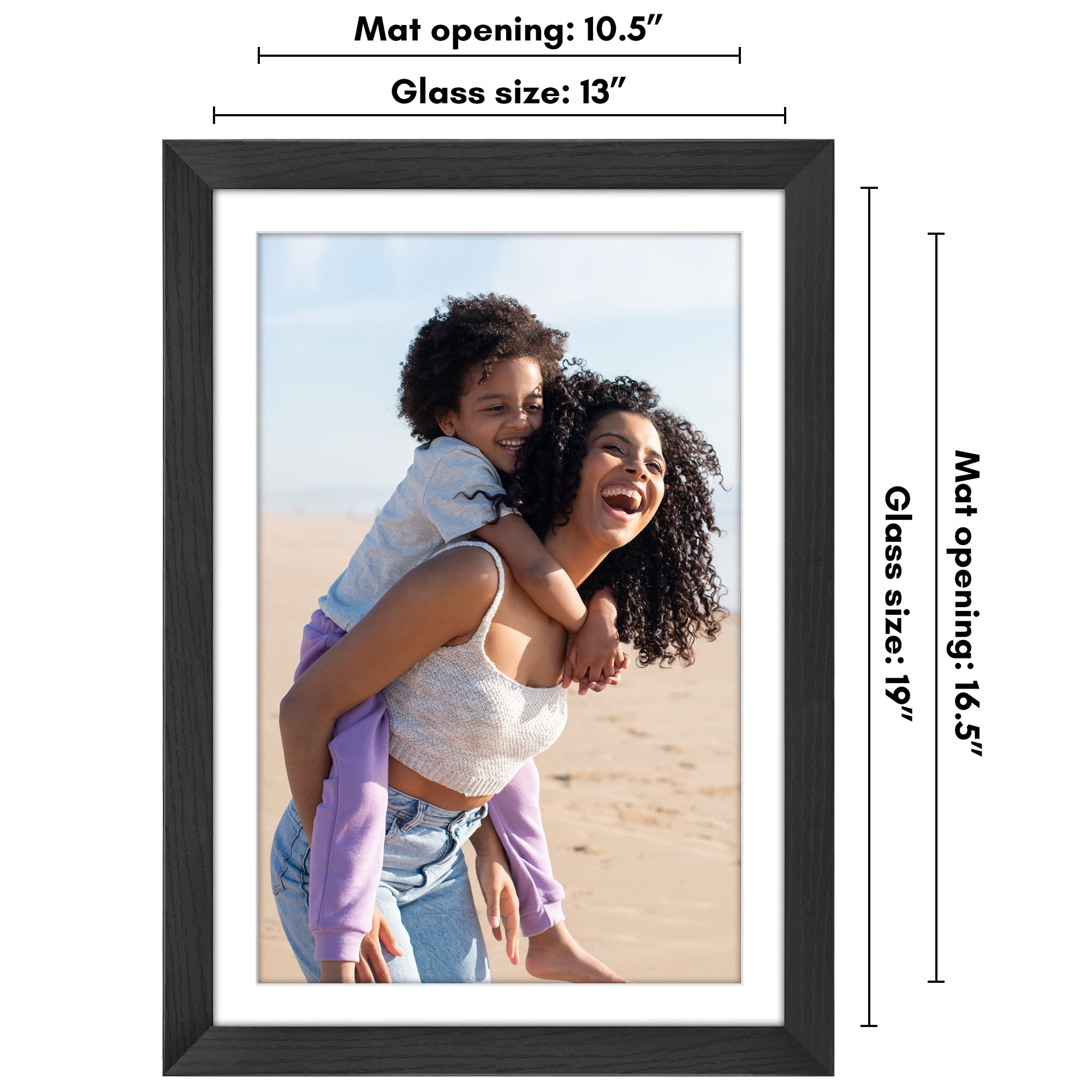 Americanflat 13x19 Picture Frame with Shatter-Resistant Glass with 11x17 Mat Display Photo Hudson - Black