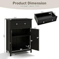 thumbnail image 2 of XPOPR Bathroom Floor Cabinet, Free Standing Wooden Storage Cabinet with Large Drawer and 2 Doors, 3 Heights Adjustable Shelf, Organizer for Living Room. Black, 2 of 10