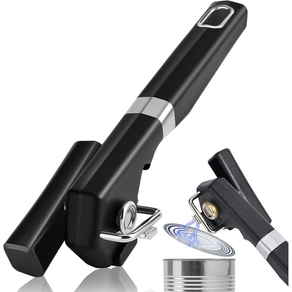 Side Cut Can Opener, Smooth Edge Manual Can Opener, Black