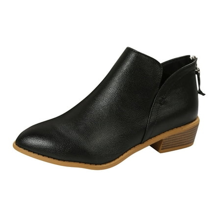 

nsendm Female Shoes Adult Snow Boots for Women with Zipper Heel Short Boots Casual Shoes Fashion Soft Sole Ladies Boots Women s Fashion Boots Black 6.5