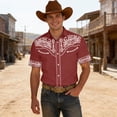 thumbnail image 2 of CONZONE Mens Buttons Down Shirts Short Sleeve Shirts for Men Trendy Western Cowboy Graphic Lapel Soft Lightweight Tops, 2 of 4