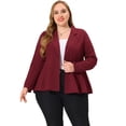 thumbnail image 1 of Blazer de talgrande pamujer con solacon muescas, dobladillo con volantes y péplum, paNavidad borgo5X, 1 of 5
