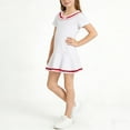 thumbnail image 2 of Xdegoge Girls Sailor Style Dress with Collar and Hem Trim Long Sleeve Dress for School and Events, 2 of 7