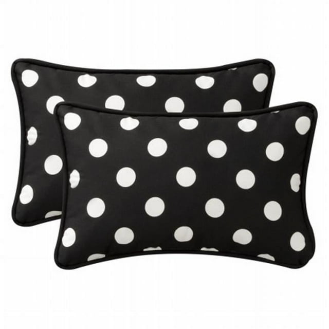 Pillow Perfect Inc. 386706 Polka Dot Noir Rectangle Jeter Oreiller (Lot de 2)