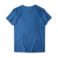 thumbnail image 4 of BXJX Women's Solid Color T Shirts- Fashion Short Sleeve Crewneck Casual Summer Blouses Blue Size L, 4 of 4