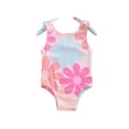 thumbnail image 2 of Baby Girl Swimsuit Floral Print Sleeveless Knotted Shoulder Strap U-Neck Bathing Suit, 2 of 10