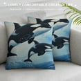 thumbnail image 3 of Chilfamy Watercolor Whales Throw Pillow Cover, Two Killer Whales in The Ocean Pillow Case Cover for Sofa Couch Decor  White, 3 of 5