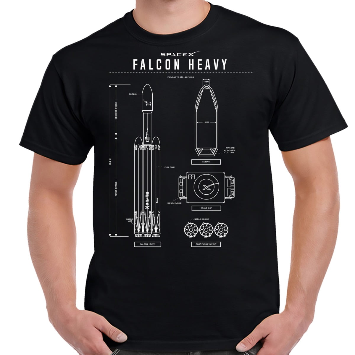 SpaceX Falcon Heavy Blueprint Shirt 