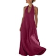 thumbnail image 2 of Women's V-Neck Sleeveless Casual Solid Color Hanging Neck Summer Dress, 2 of 7