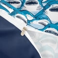 thumbnail image 4 of meiyoeat Cute Shark Bedding,Kawaii Ocean Animal Duvet Cover Full For Boys Kids,Navy Blue Reversible,3pcs(No Comforter), 4 of 6