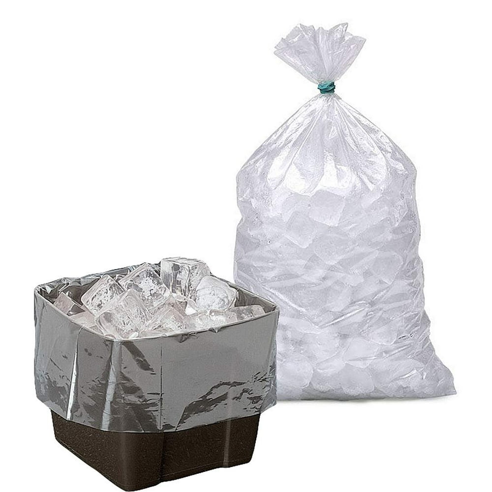 Pack of 500 Ice Bags with Twist Ties 14 x 4 x 26. Capacity 20 lbs